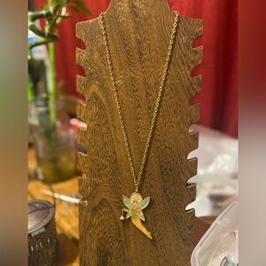Tinker bell style fairy with bell large 1974 NBC Ent corp 24”chain 3” pendant